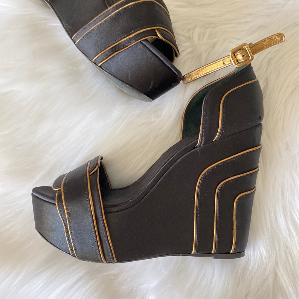 Tory Burch women satin wedges with golden elements - Picture 3 of 16